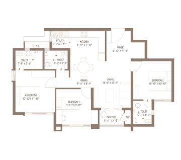 Sattva Jigani 2 BHK Floor Plan